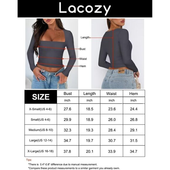 🆕 Women Red Square Neck Crop Top Sexy Short Sleeve Cute Basic Cropped T Shirts - Picture 6 of 6